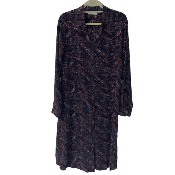 Mes Demoiselles Womens Donovan Shirt Dress Size 8 Black Multicolor Pure Silk